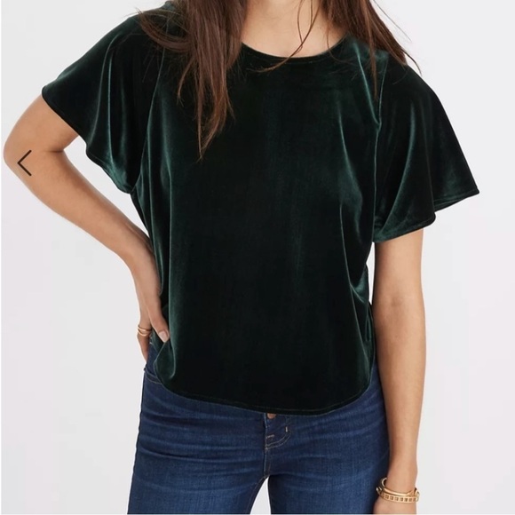 Madewell Velvet Grey Short Sleeve Butterfly Blouse Size Small - Picture 2 of 12